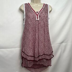 Poupette St Barth silk print layered top mini dress in Pink size small EUC